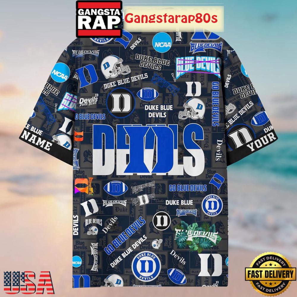 Duke Blue Devils Solgan Go Blue Devils True Fan Spirit Custom Name Aloha Hawaiian Shirt Duke Blue Devils Solgan Go Blue Devils True Fan Spirit Custom Name Aloha Hawaiian Shirt