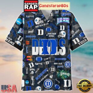 Duke Blue Devils Solgan Go Blue Devils True Fan Spirit Custom Name Aloha Hawaiian Shirt