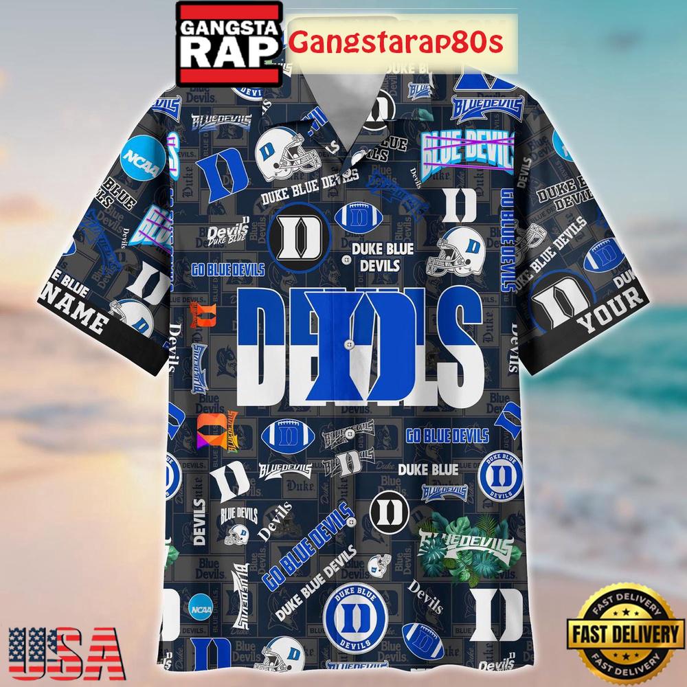Duke Blue Devils Solgan Go Blue Devils True Fan Spirit Custom Name Aloha Hawaiian Shirt Duke Blue Devils Solgan Go Blue Devils True Fan Spirit Custom Name Aloha Hawaiian Shirt