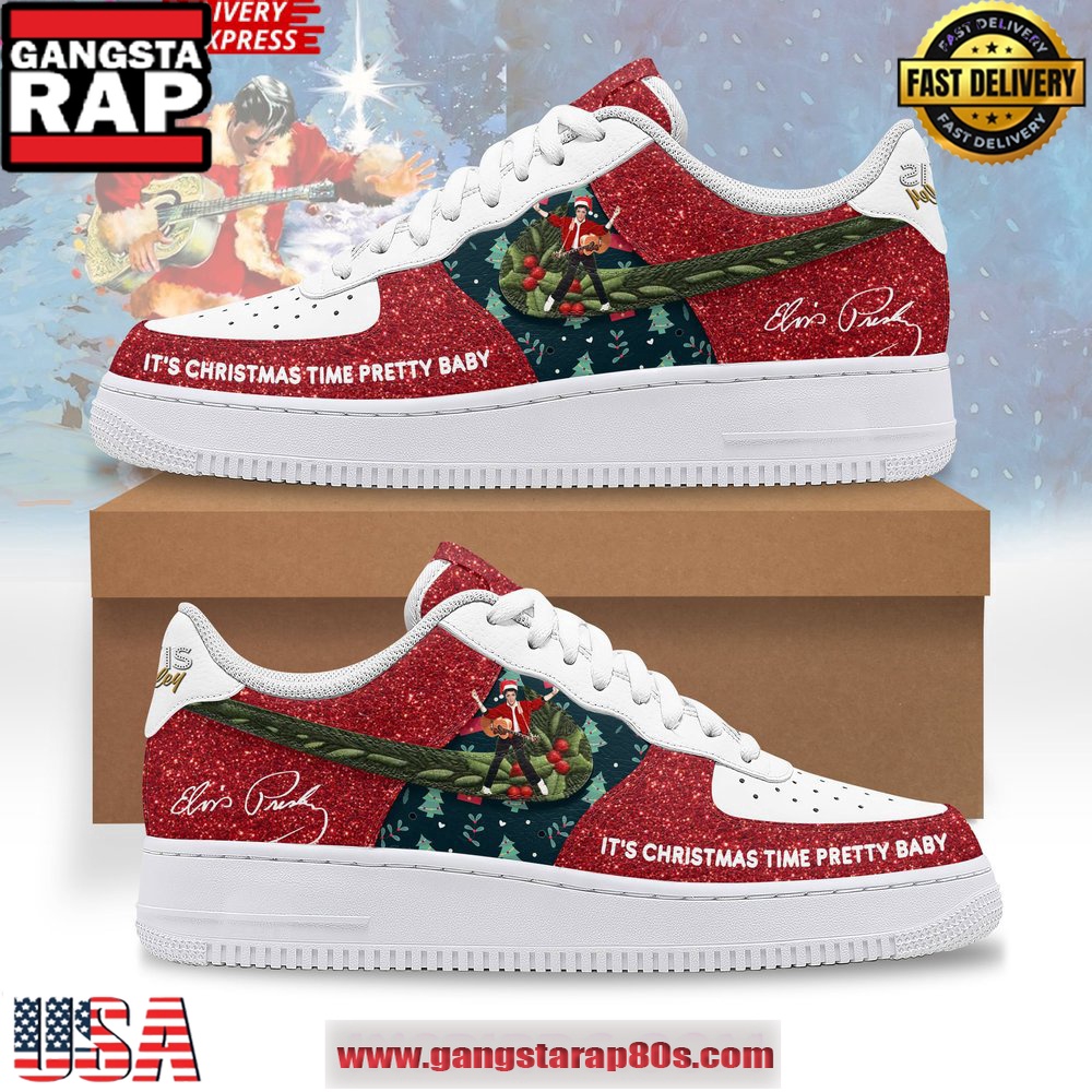 Elvis Presley It's Christmas Time Pretty Baby Air Force 1 Running Sneakers Shoes Elvis Presley It's Christmas Time Pretty Baby Air Force 1 Running Sneakers Shoes