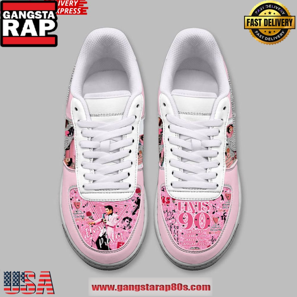 Elvis Presley King of Rock 90th Anniversary Air Force 1 Sneakers Shoes Elvis Presley King of Rock 90th Anniversary Air Force 1 Sneakers Shoes