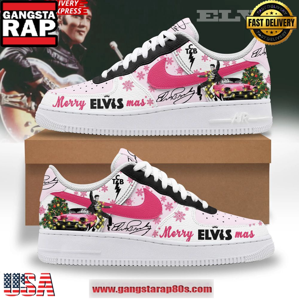Elvis Presley Merry Christmas Limited Edition Air Force 1 Running Sneakers Shoes Elvis Presley Merry Christmas Limited Edition Air Force 1 Running Sneakers Shoes