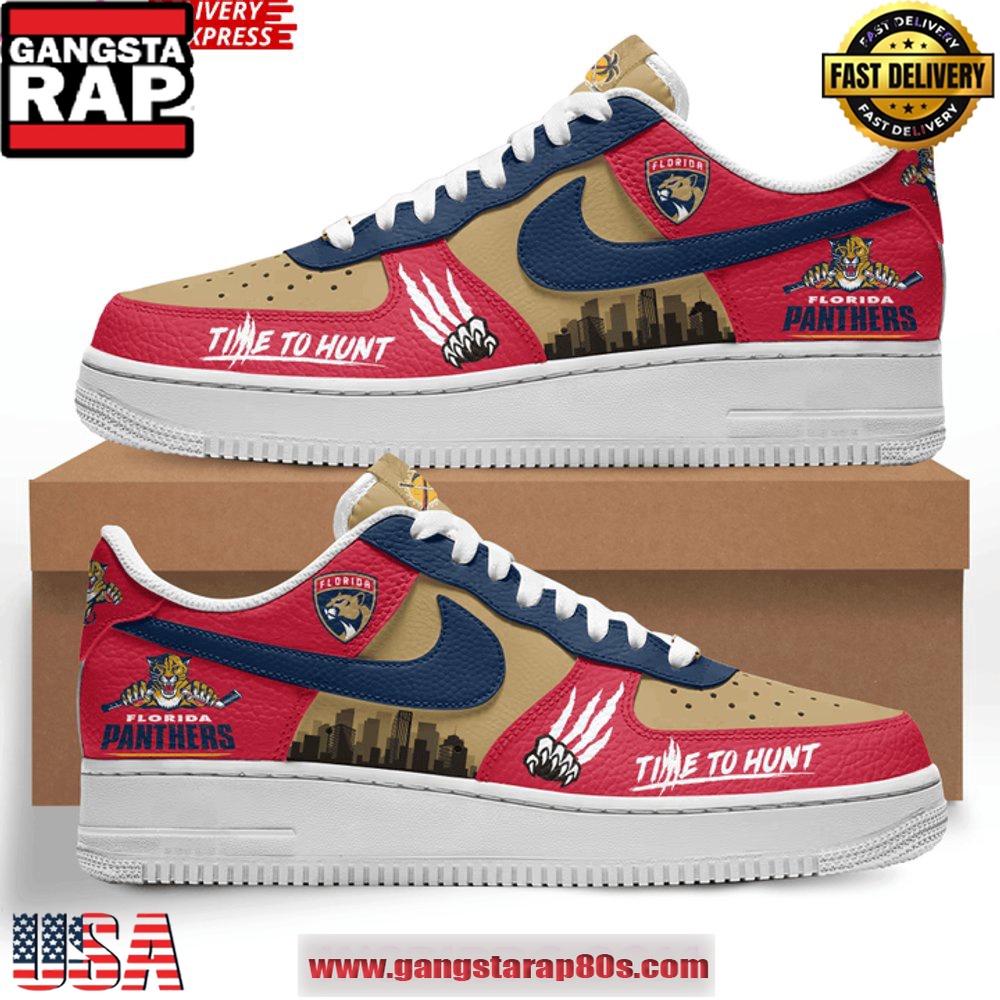 Florida Panthers Time To Hunt Limited Edition Air Force 1 Running Sneakers Shoes Florida Panthers Time To Hunt Limited Edition Air Force 1 Running Sneakers Shoes