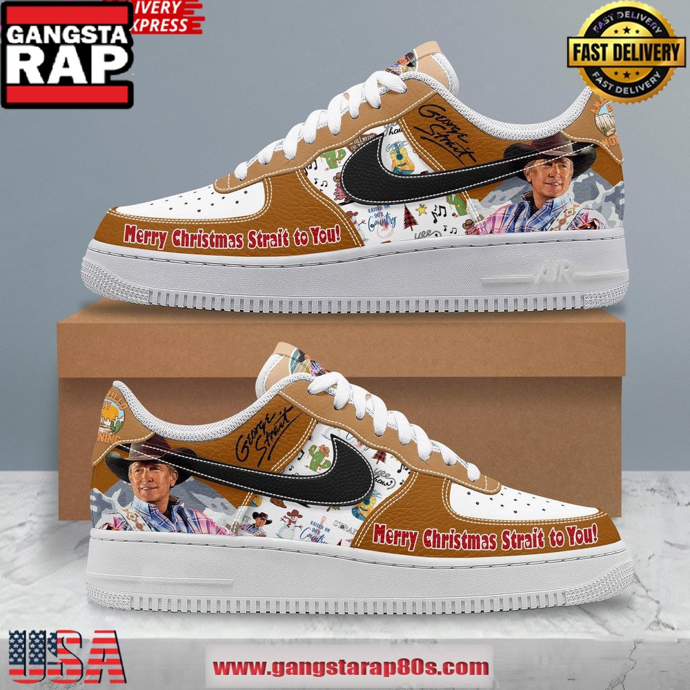 George Strait Merry Christmas Limited Edition Air Force 1 Running Sneakers George Strait Merry Christmas Limited Edition Air Force 1 Running Sneakers
