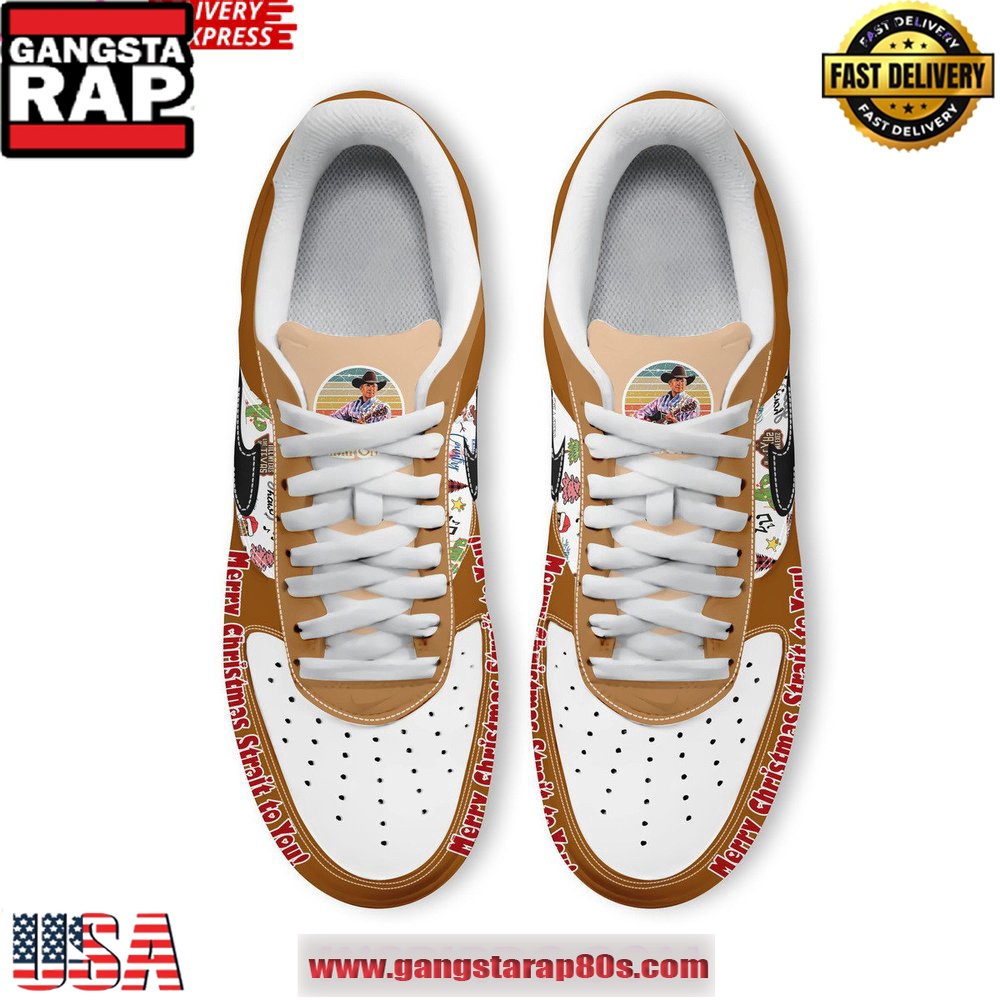 George Strait Merry Christmas Limited Edition Air Force 1 Running Sneakers George Strait Merry Christmas Limited Edition Air Force 1 Running Sneakers