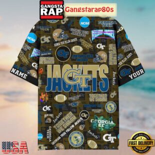 Georgia Tech Yellow Jackets Solgan Together We Swarm True Fan Spirit Custom Name Aloha Hawaiian Shirt