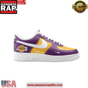 Golden Los Angeles Lakers Custom Purple Air Force 1 Sneakers Shoes