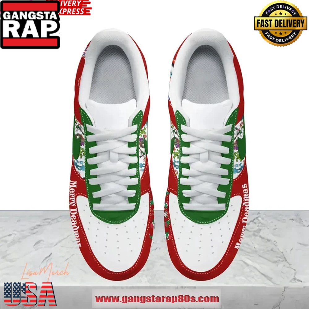 Grateful Dead Merry Deadmas Limited Edition Air Force 1 Running Sneakers Grateful Dead Merry Deadmas Limited Edition Air Force 1 Running Sneakers