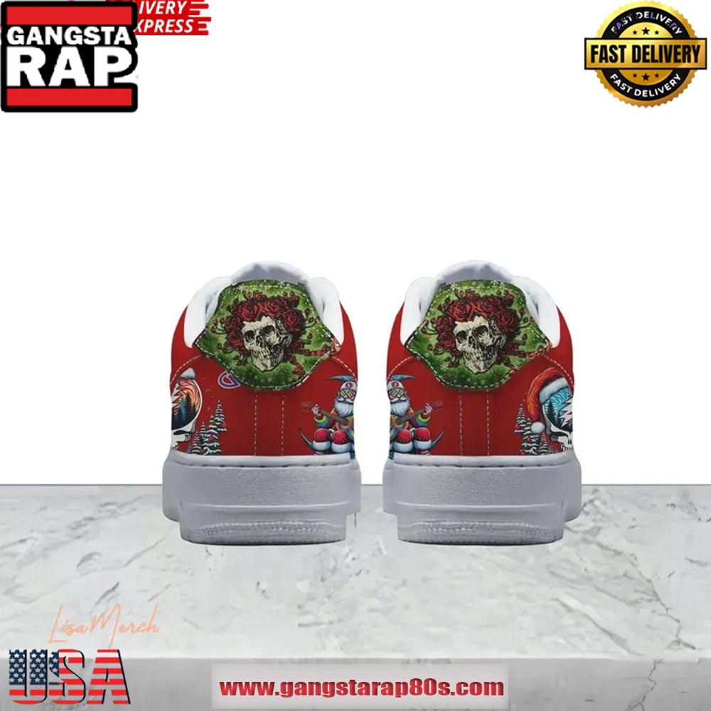 Grateful Dead Merry Deadmas Limited Edition Air Force 1 Running Sneakers Grateful Dead Merry Deadmas Limited Edition Air Force 1 Running Sneakers
