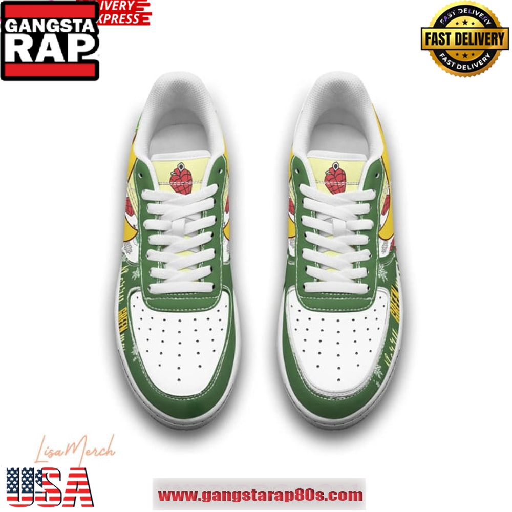Green Day Merry Christmas Limited Edition Air Force 1 Running Sneakers Shoes Green Day Merry Christmas Limited Edition Air Force 1 Running Sneakers Shoes