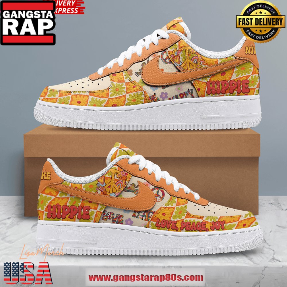 Hippie Love Peace Joy Limited Edition Air Force 1 Running Sneakers Shoes Hippie Love Peace Joy Limited Edition Air Force 1 Running Sneakers Shoes