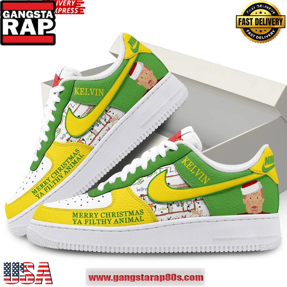 Home Alone Merry Christmas Limited Edition Air Force 1 Running Sneakers Shoes Home Alone Merry Christmas Limited Edition Air Force 1 Running Sneakers Shoes
