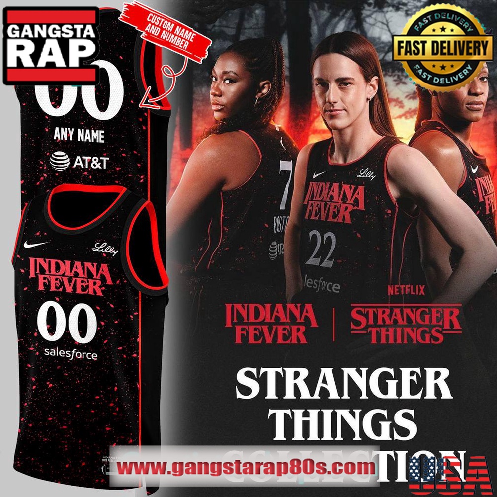 Indiana Fever x Stranger Things Rebel Swingman Limited Edition Black Basketball Jersey Indiana Fever x Stranger Things Rebel Swingman Limited Edition Black Basketball Jersey