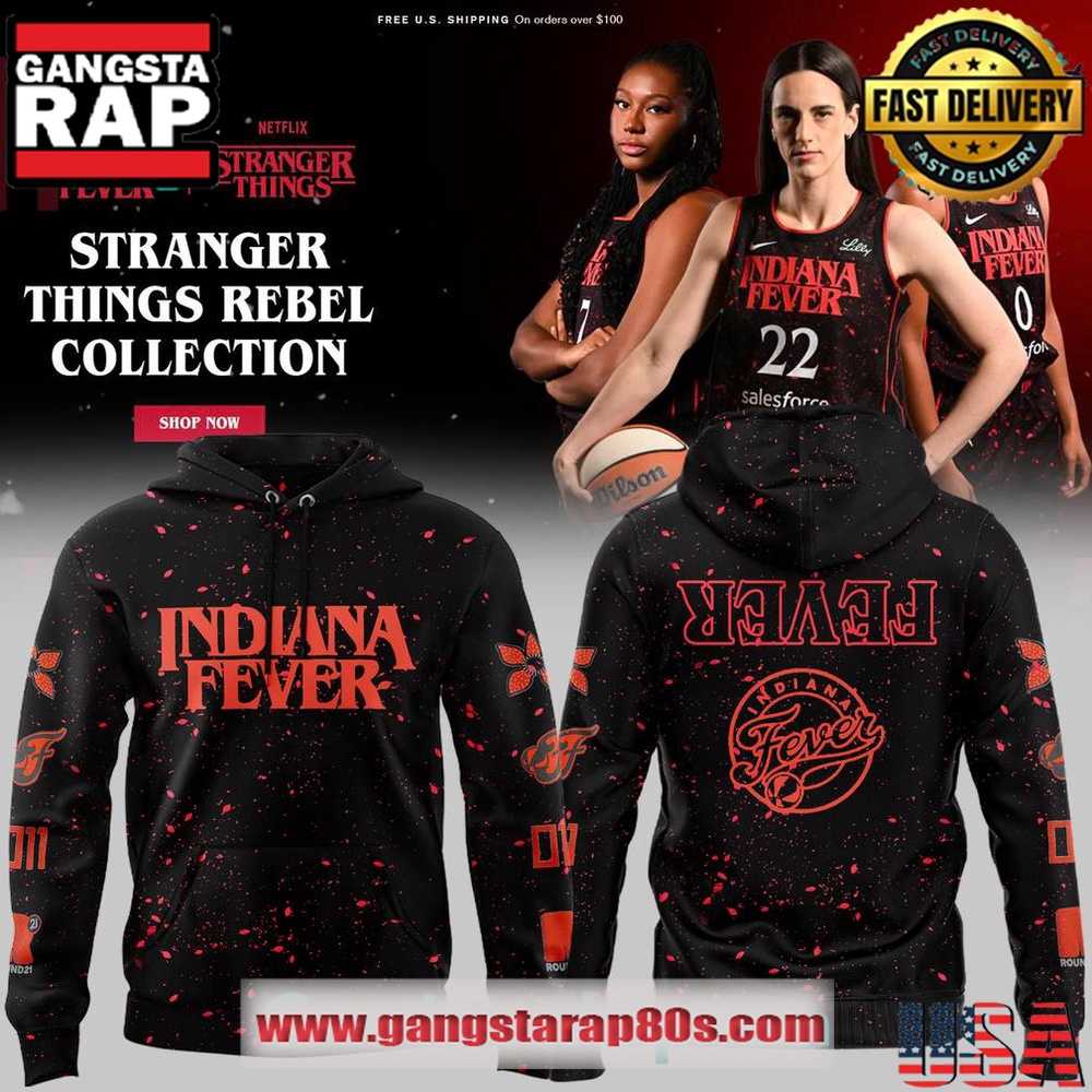 Indiana Fever x Stranger Things Rebel Swingman Limited Edition Unisex Hoodie Indiana Fever x Stranger Things Rebel Swingman Limited Edition Unisex Hoodie