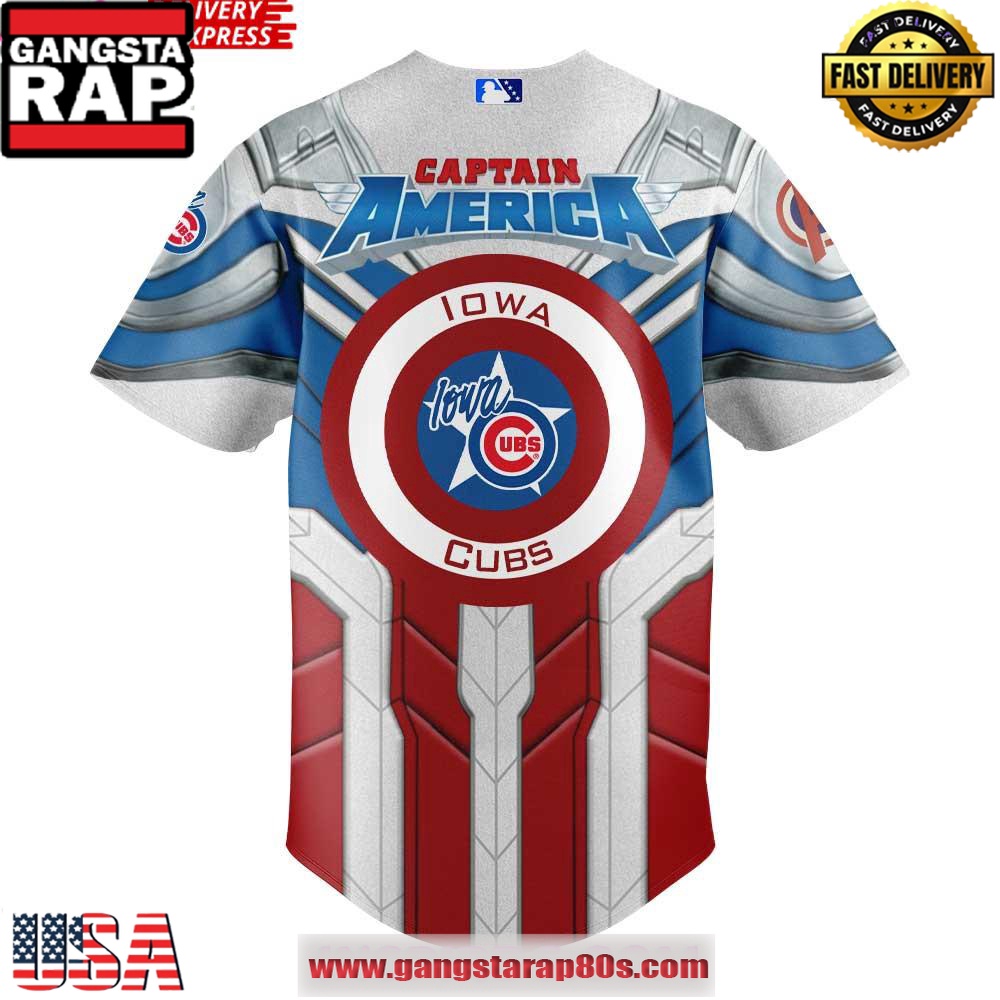 Iowa Cubs x Captain America Limited Edition Baseball Jersey Shirt Iowa Cubs x Captain America Limited Edition Baseball Jersey Shirt