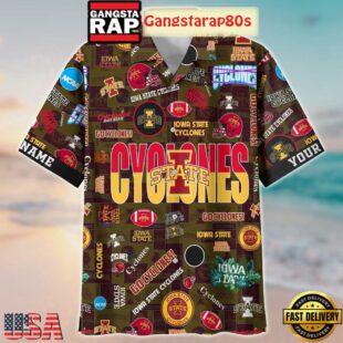 Iowa State Cyclones Solgan Go Cyclones True Fan Spirit Custom Name Aloha Hawaiian Shirt
