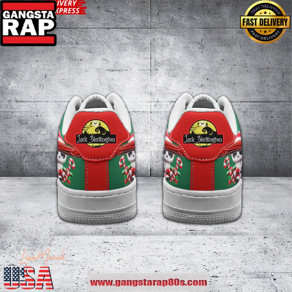 Jack Skellington Merry Scary Holidays Limited Air Force 1 Running Sneakers Jack Skellington Merry Scary Holidays Limited Air Force 1 Running Sneakers