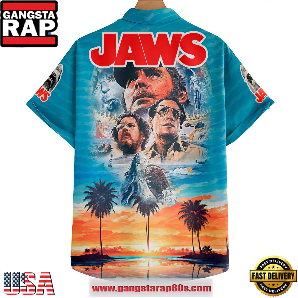 Jaws 50th Anniversary Hot Summer Hawaiian Shirt Jaws 50th Anniversary Hot Summer Hawaiian Shirt