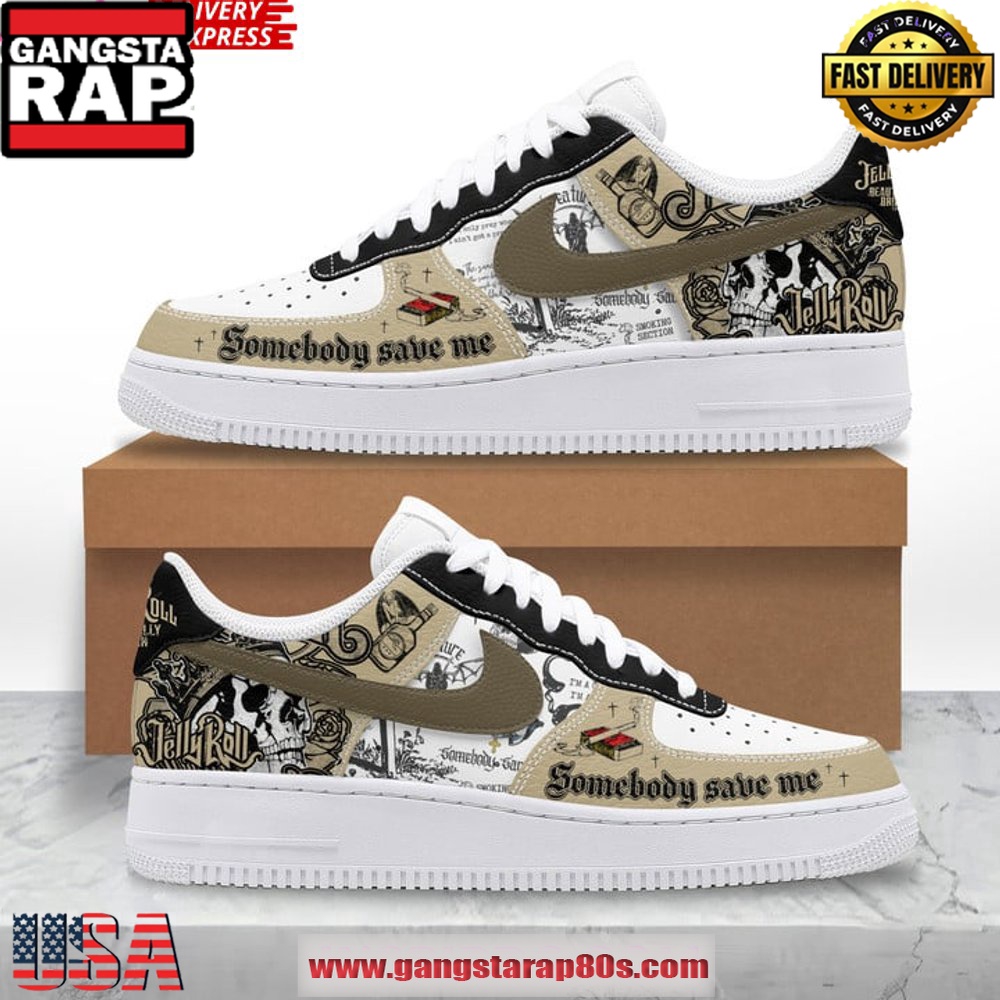 Jelly Roll Somebody Save Me Limited Edition Air Force 1 Running Sneakers Shoes Jelly Roll Somebody Save Me Limited Edition Air Force 1 Running Sneakers Shoes