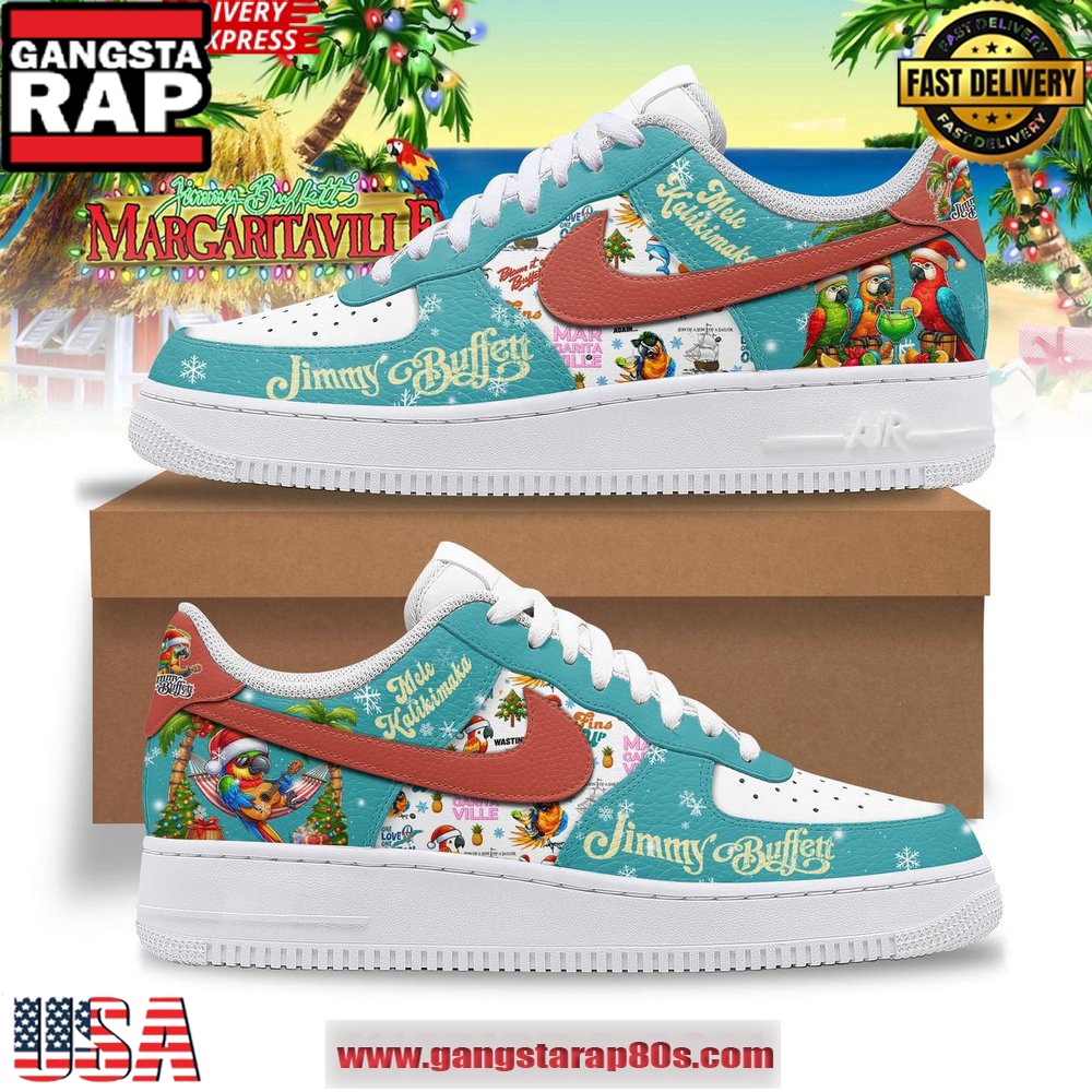 Jimmy Buffett Mele Kalikimaka Limited Edition Air Force 1 Running Sneakers Jimmy Buffett Mele Kalikimaka Limited Edition Air Force 1 Running Sneakers