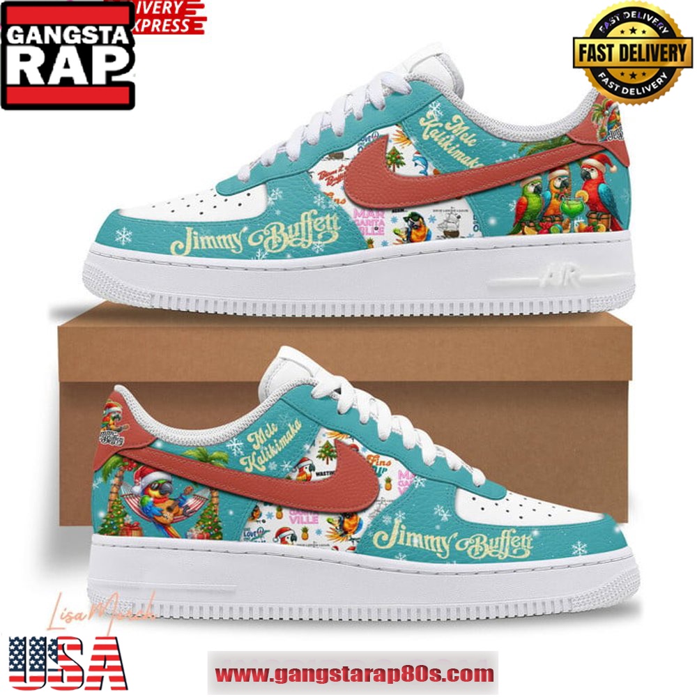 Jimmy Buffett Mele Kalikimaka Limited Edition Air Force 1 Running Sneakers Jimmy Buffett Mele Kalikimaka Limited Edition Air Force 1 Running Sneakers