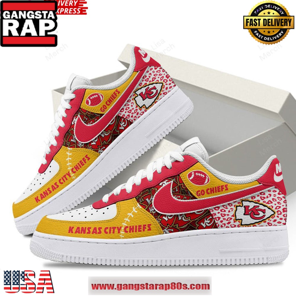 Kansas City Chiefs Go Chiefs Air Force 1 Running Sneakers Shoes Kansas City Chiefs Go Chiefs Air Force 1 Running Sneakers Shoes