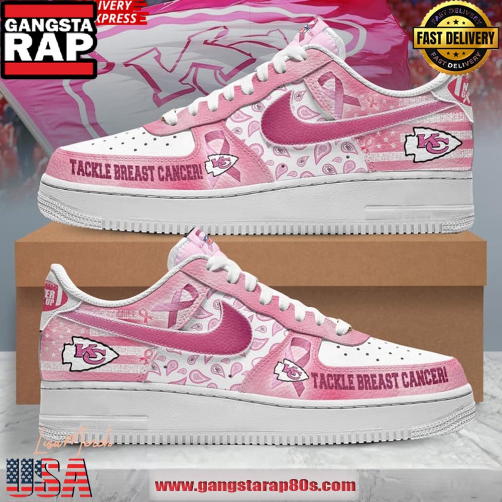 Kansas City Chiefs Tackle Breast Cancer Air Force 1 Running Sneakers Shoes Kansas City Chiefs Tackle Breast Cancer Air Force 1 Running Sneakers Shoes