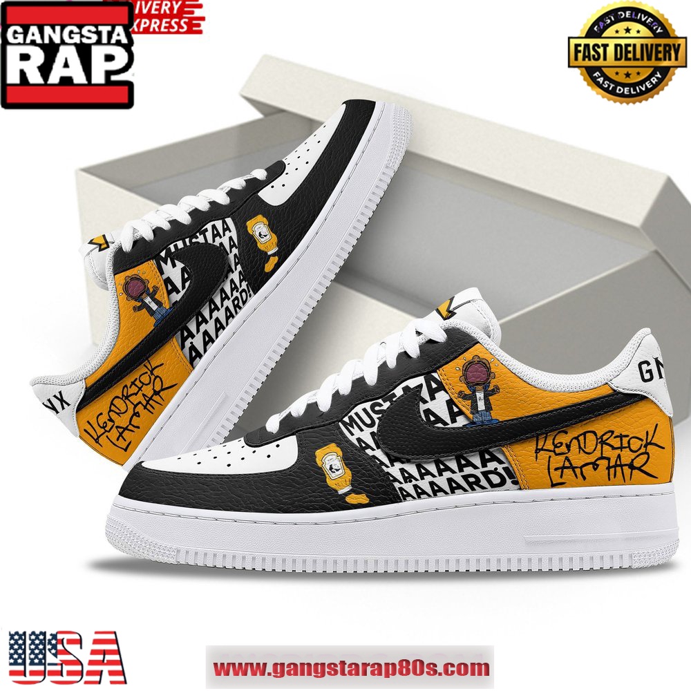 Kendrick Lamar Mustard Limited Edition Air Force 1 Running Sneakers Shoes Kendrick Lamar Mustard Limited Edition Air Force 1 Running Sneakers Shoes