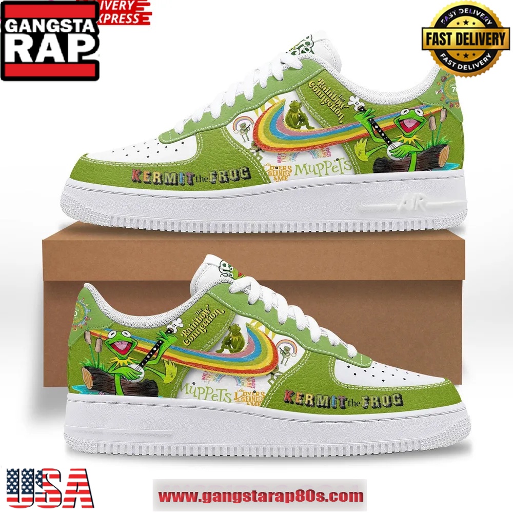 Kermit the Frog Limited Edition Air Force 1 Running Sneakers Shoes Kermit the Frog Limited Edition Air Force 1 Running Sneakers Shoes