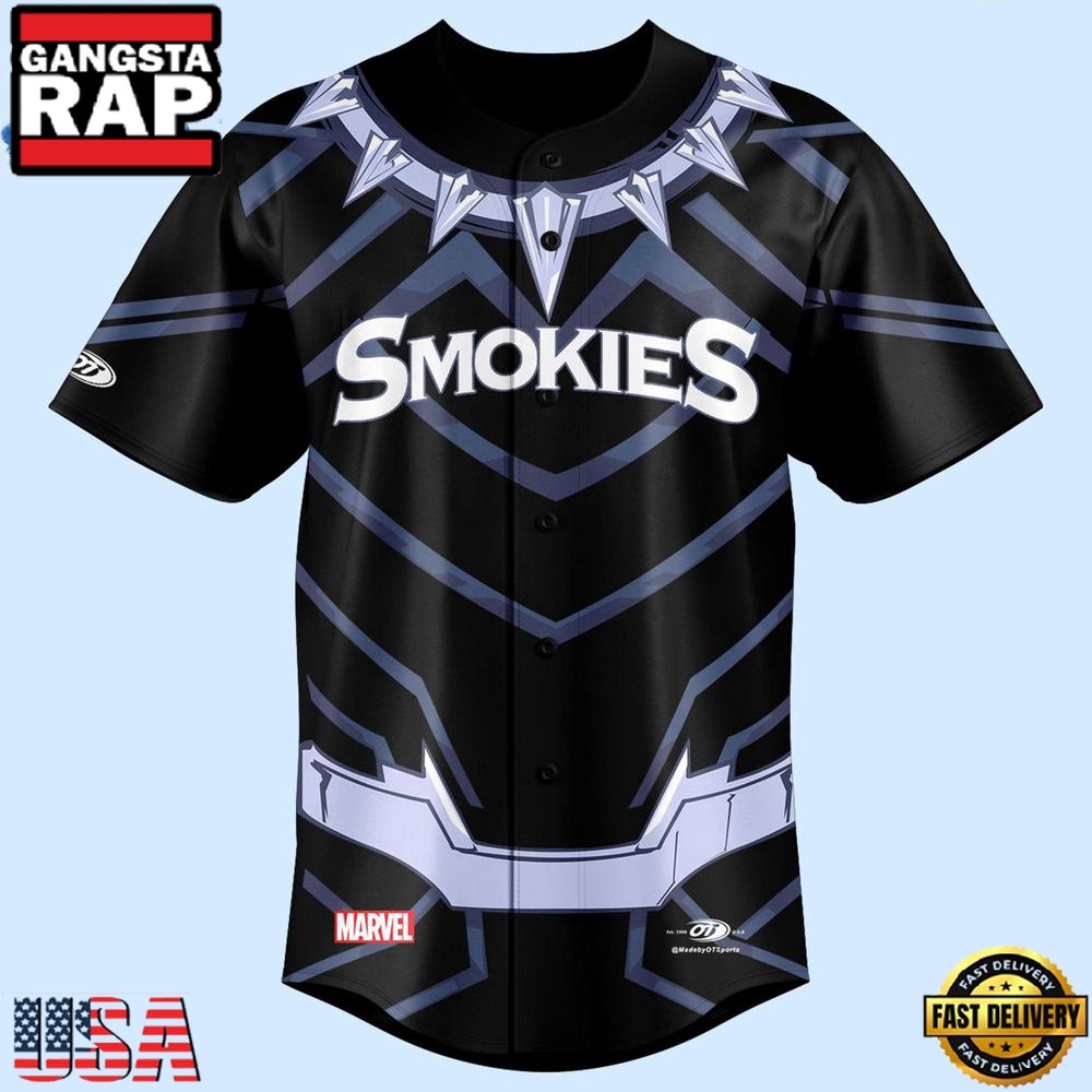 Knoxville Smokies x Marvel Black Panther Limited Premium Edition Custom Baseball Jersey Knoxville Smokies x Marvel Black Panther Limited Premium Edition Custom Baseball Jersey