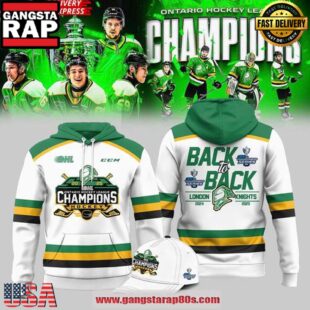 London Knights OHL Back-to-Back Champions 2024 - 2025 White Unisex Hoodie