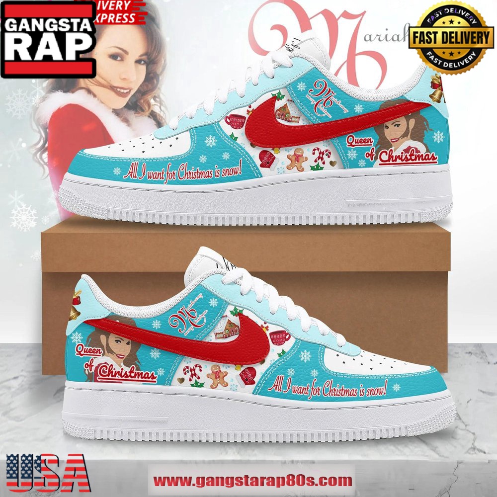 Mariah Carey Queen Of Christmas Limited Edition Air Force 1 Running Sneakers Shoes Mariah Carey Queen Of Christmas Limited Edition Air Force 1 Running Sneakers Shoes