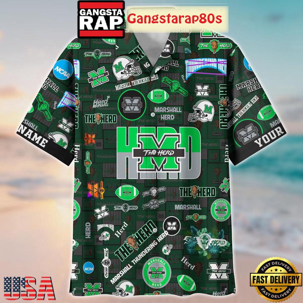 Marshall Thundering Herd Solgan The Herd True Fan Spirit Custom Name Aloha Hawaiian Shirt Marshall Thundering Herd Solgan The Herd True Fan Spirit Custom Name Aloha Hawaiian Shirt