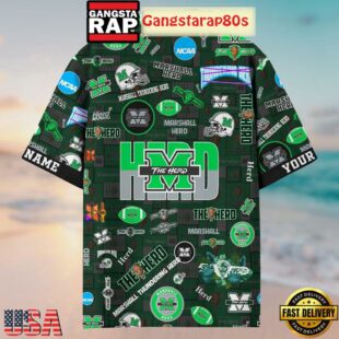 Marshall Thundering Herd Solgan The Herd True Fan Spirit Custom Name Aloha Hawaiian Shirt