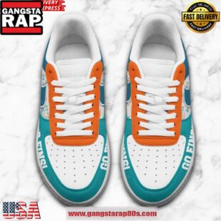 Miami Dolphins Go Fins Nike Air Force 1 Running Sneakers Shoes