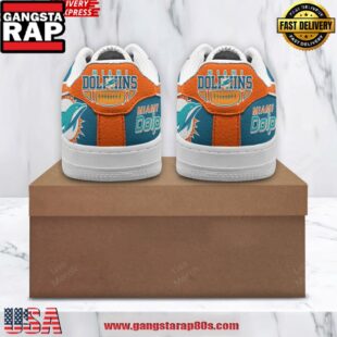 Miami Dolphins Go Fins Nike Air Force 1 Running Sneakers Shoes