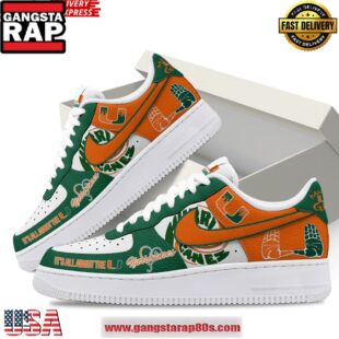 Miami Hurricanes Limited Edition Nike Air Force 1 Running Sneakers Shoes