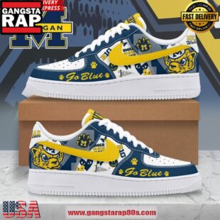 Michigan Wolverines Go Blue Limited Edition Nike Air Force 1 Running Sneakers Shoes