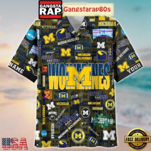 Michigan Wolverines Solgan Let's Go Blue True Fan Spirit Custom Name Aloha Hawaiian Shirt