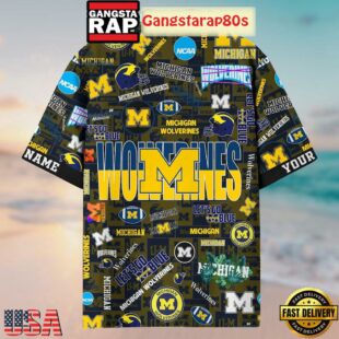 Michigan Wolverines Solgan Let's Go Blue True Fan Spirit Custom Name Aloha Hawaiian Shirt
