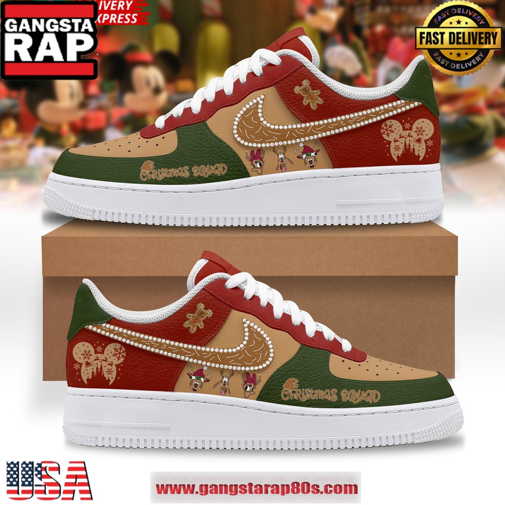 Mickey Mouse Christmas Squad Air Force 1 Running Sneakers Shoes Mickey Mouse Christmas Squad Air Force 1 Running Sneakers Shoes
