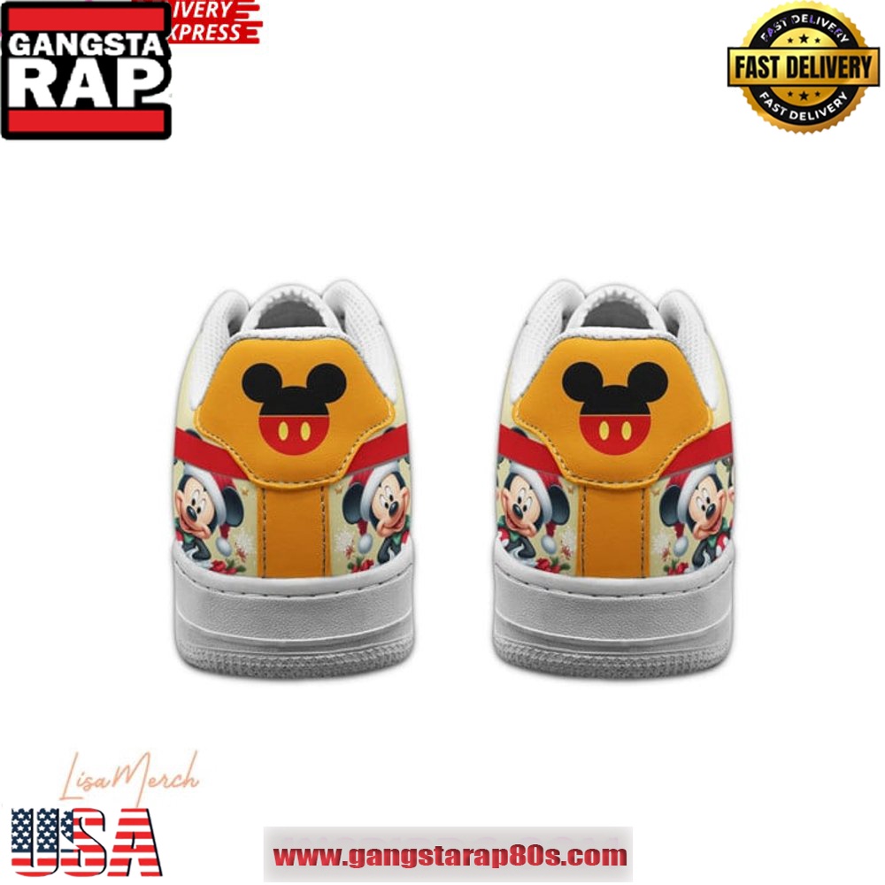 Mickey Mouse Merry Christmas Limited Edition Air Force 1 Running Sneakers Shoes Mickey Mouse Merry Christmas Limited Edition Air Force 1 Running Sneakers Shoes