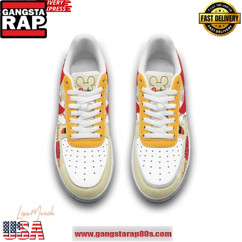 Mickey Mouse Merry Christmas Limited Edition Air Force 1 Running Sneakers Shoes Mickey Mouse Merry Christmas Limited Edition Air Force 1 Running Sneakers Shoes