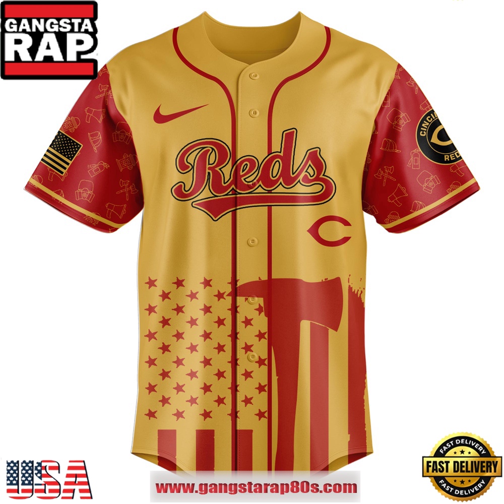 MLB Cincinnati Reds x Firefighter Appreciation Night Special Edition Baseball Jerseys MLB Cincinnati Reds x Firefighter Appreciation Night Special Edition Baseball Jerseys