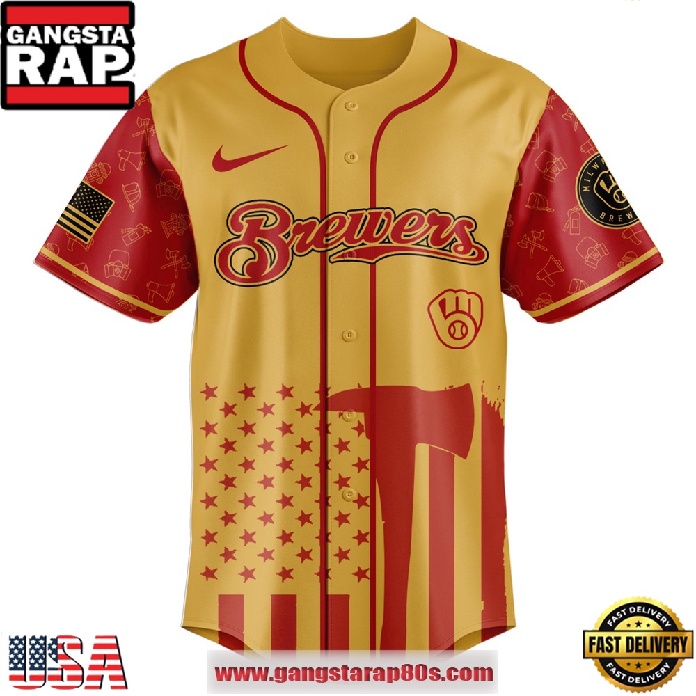 MLB Milwaukee Brewers x Firefighter Appreciation Night Special Edition Baseball Jerseys MLB Milwaukee Brewers x Firefighter Appreciation Night Special Edition Baseball Jerseys