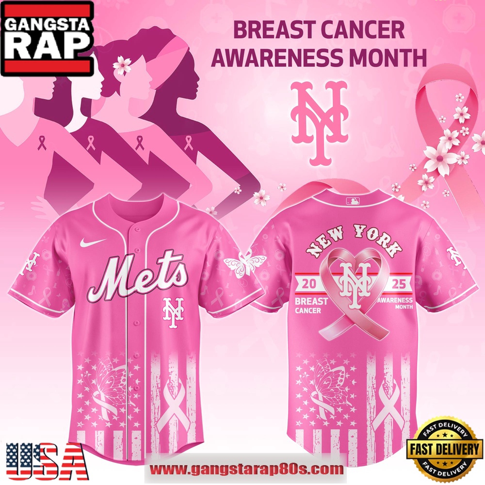 MLB New York Mets X Breast Cancer Awareness Month Special Edition Baseball Jersey MLB New York Mets X Breast Cancer Awareness Month Special Edition Baseball Jersey