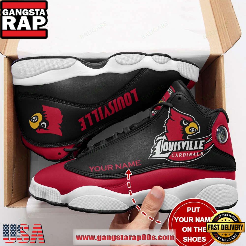 NCAA Louisville Cardinals Custom Name Black Red Air Jordan 13 Shoes Running Sneakers NCAA Louisville Cardinals Custom Name Black Red Air Jordan 13 Shoes Running Sneakers