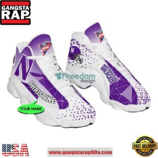 NCAA Northwestern Wildcats Custom Name Triangle Pattern Air Jordan 13 Shoes