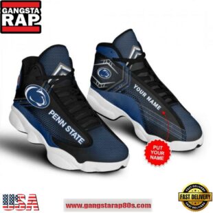 NCAA Penn State Nittany Lions Custom Name Blue Black Air Jordan 13 Shoes For Men Women