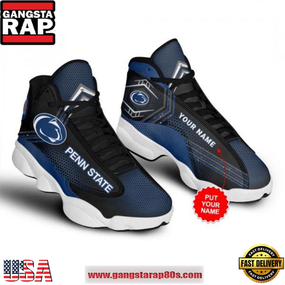 NCAA Penn State Nittany Lions Custom Name Blue Black Air Jordan 13 Shoes Running Sneakers NCAA Penn State Nittany Lions Custom Name Blue Black Air Jordan 13 Shoes Running Sneakers